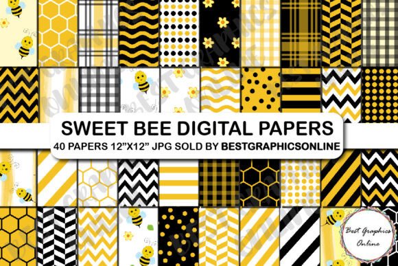 Bee Pattern Background Digital Paper Pack