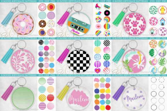 Bundle 96 Files Round Keychain Patterns