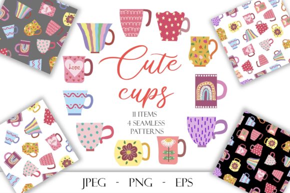 Discover the Charm of the Vector Collection of Bright Vintage Mugs