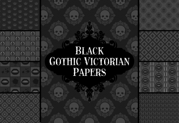 Gothic Victorian Papers Black Monochrome