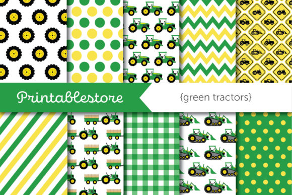 Green Tractor Digital Paper Set: A Creative Resource for Designers and Professionals
