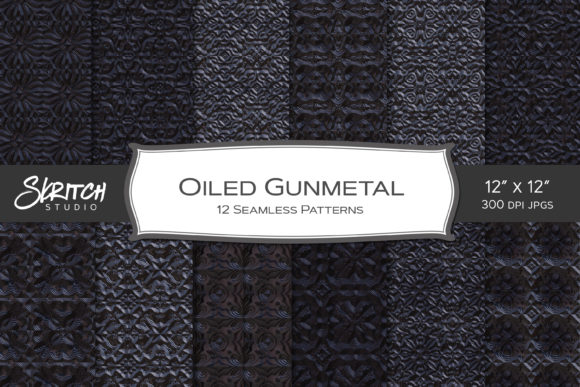 Oiled Gunmetal Goth Seamless Pattern Set