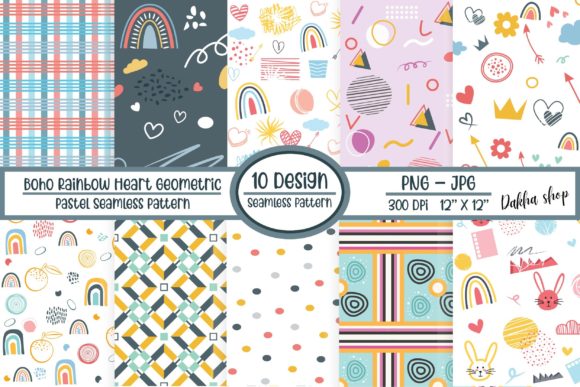 Pastal Pattern Boho Rainbow Paper Set: A Creative Tool for Digital Designers