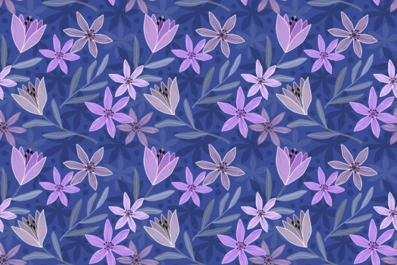 Purple Flowers and Leaf Pattern: A Versatile Design for Creative Projects