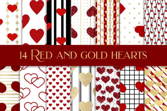 Red and Gold Hearts Digital Paper Pattern: A Versatile Design for Creative Projects