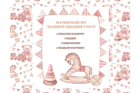 Retro Baby Nursery Clipart. Baby Shower.