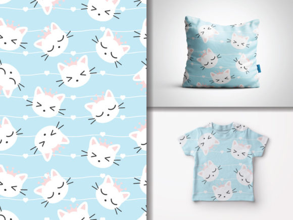 Seamless Pattern Kawaii Cats for Creative Workflows