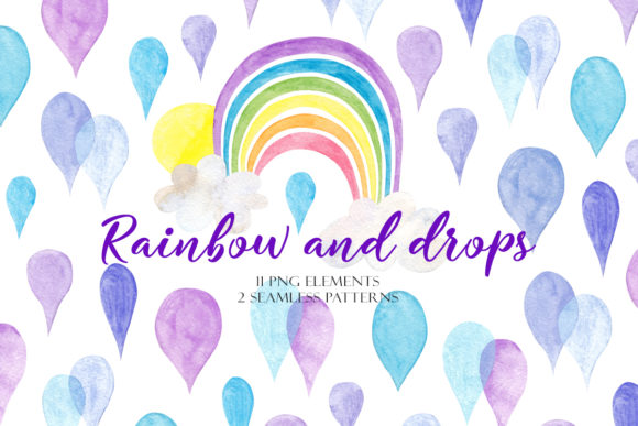 Watercolor Rainbow, Drops, and Clouds: A Creative Kit for Digital Scrapbooking