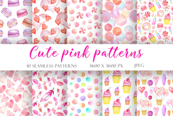 Watercolor Seamless Patterns Valentine's